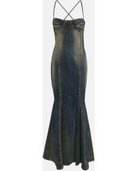 Blumarine - Embellished Denim Gown - Lyst