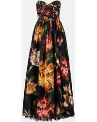 Agua Bendita - Tonia Floral Lace-Trimmed Cotton Maxi Dress - Lyst