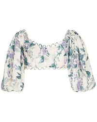 Zimmermann - Cassia Floral Linen Crop Top - Lyst