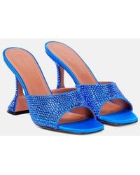 AMINA MUADDI - Lupita Embellished Satin Mules - Lyst