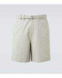 STÒFFA - Belted Cotton And Linen Shorts - Lyst