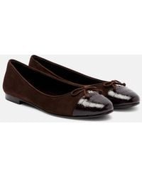 Tory Burch - Cap Toe Croc-Effect Suede Ballet Flats - Lyst