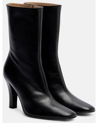 The Row - Mona Leather Ankle Boots - Lyst