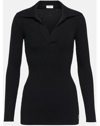 Saint Laurent - Ribbed-knit Polo Sweater - Lyst