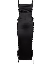 Dolce & Gabbana Vestido midi de seda elastica - Negro