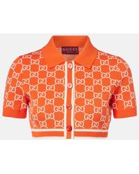 Gucci - Gg Cropped Cotton Jacquard Cardigan - Lyst