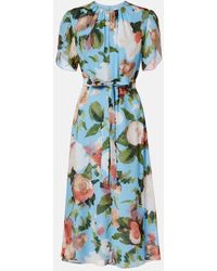Erdem - Robe Midi En Voile De Soie A Fleurs - Lyst