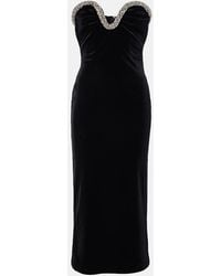 Roland Mouret - Embellished Strapless Velvet Midi Dress - Lyst
