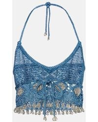 Rabanne - Crochet Embellished Lame Crop Top - Lyst
