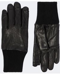 Rick Owens - Handschuhe Aus Leder Mit Rippstrick - Lyst