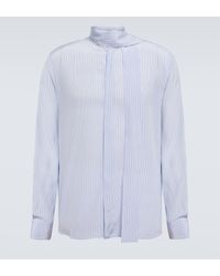 Valentino - Self-tie Pinstriped Washed Silk Shirt - Lyst
