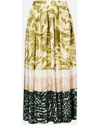 Dries Van Noten - Bedruckter Midirock Aus Satin - Lyst