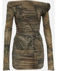 Blumarine - Printed Off-Shoulder Minidress - Lyst