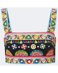 Dolce & Gabbana - Carretto Cotton Crop Top - Lyst