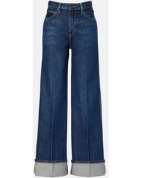 FRAME - The Cuffed Wide High-Rise Wide-Leg Jeans - Lyst