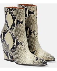 Paris Texas - Jane Snake-print Leather Ankle Boots - Lyst