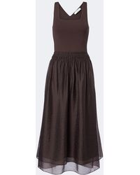 Vince - Shirred Ribbed-Knit Midi Dress - Lyst