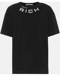 Alessandra Rich - T-shirt imprime en coton a cristaux - Lyst