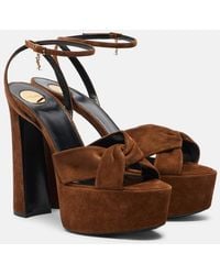 Saint Laurent - Franciane Leather Platform Sandals - Lyst