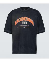 Balenciaga T-Shirt mit Logo-Print - Blau