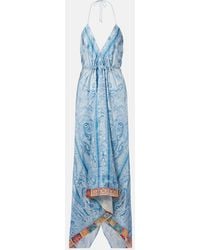 Etro - Paisley Asymmetric Silk Maxi Dress - Lyst