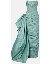 Marmar Halim - Draped Pleated Taffeta Bustier Gown - Lyst