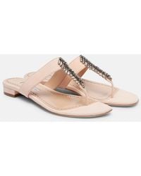 Manolo Blahnik - Bizaba Embellished Suede Thong Sandals - Lyst