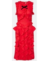 ShuShu/Tong - Bow-Detail Ruffled Linen Midi Dress - Lyst