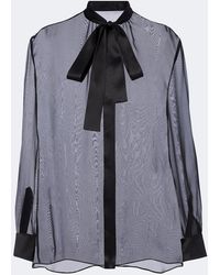 Dolce & Gabbana - Sheer Tie-Neck Silk Chiffon Blouse - Lyst