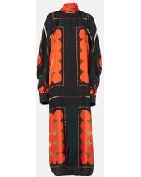KHAITE - Lexi Printed Satin Maxi Dress - Lyst