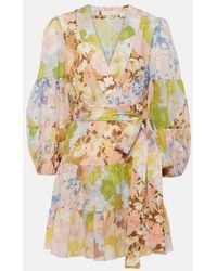 Zimmermann - Pop Floral Cotton Wrap Dress - Lyst
