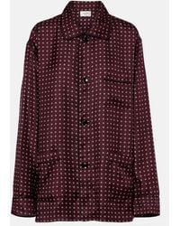 Saint Laurent - Printed Silk Satin Pajama Shirt - Lyst
