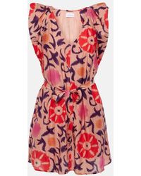 Velvet - Jenna Printed Cotton And Silk Minidress - Lyst