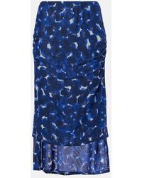 Dries Van Noten - Printed Gathered Jersey Midi Skirt - Lyst