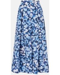 Erdem - Floral Pleated Cotton Midi Skirt - Lyst