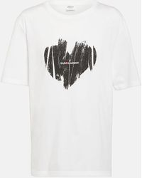 Saint Laurent - Camiseta con logo y motivo de corazón - Lyst