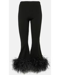 Valentino - Feather-trimmed High-rise Flared Pants - Lyst
