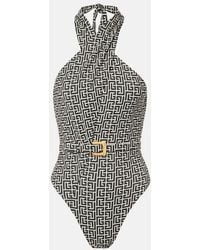 Balmain - Banador Escote Halter Con Cinturon - Lyst
