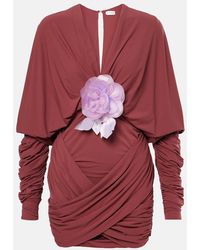 Magda Butrym - Draped Floral-Applique Jersey Minidress - Lyst