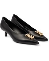 Burberry Tb Leather Court Shoes - Black