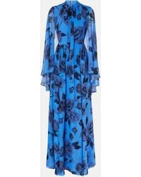 Erdem - Tie-Neck Floral Silk Voile Gown - Lyst