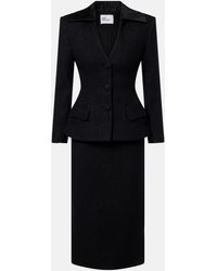 Self-Portrait - Wool-Blend Twill Midi Dress - Lyst