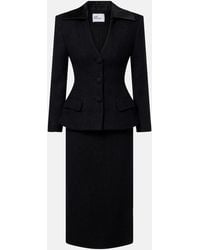 Self-Portrait - Wool-Blend Twill Midi Dress - Lyst