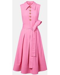 Carolina Herrera - Belted Twill Midi Dress - Lyst