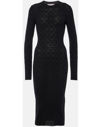 Ami Paris - Knitted Cotton And Wool Midi Dress - Lyst