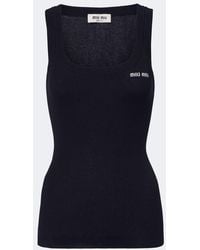 Miu Miu - Ribbed-Knit Cotton Tank Top - Lyst