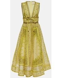 Zimmermann - Kleid aus Leinengemisch mit Bandana-Print - Lyst
