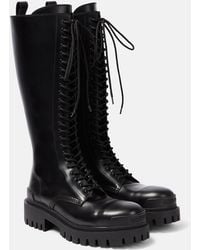 Balenciaga - Strike Lace-Up Leather Boots - Lyst