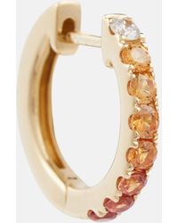 Robinson Pelham - Orb Large 14kt Gold Single Hoop Earring With Diamond And Sapphires - Lyst
