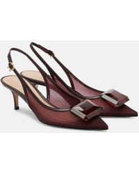 Gianvito Rossi - 55 Leather-Trimmed Mesh Slingback Pumps - Lyst